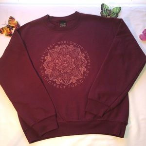 Obey Crewneck, Maroon, Small, Mandala, pre-owned, pet/smoke free home